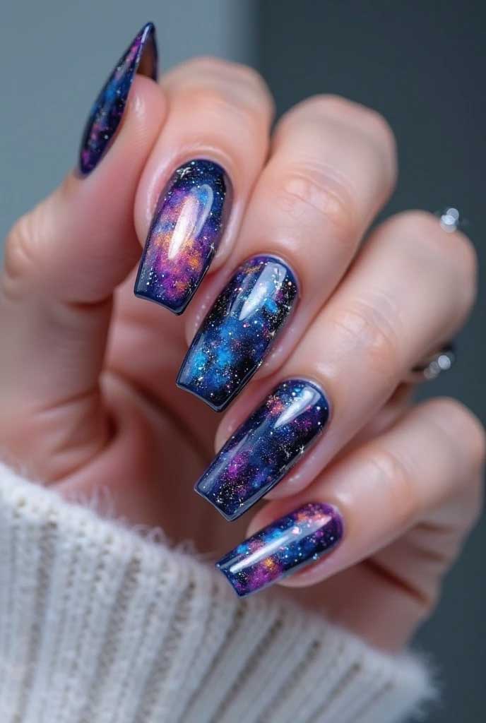 Acrylic Galaxy Nails